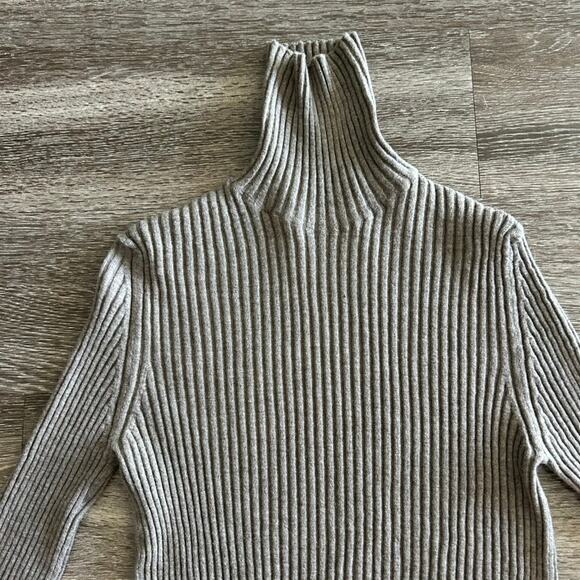 EUC By Malene Birger Reyne Ribbed Merino Wool Turtleneck Taupe Sweater Sz Large - Picture 13 of 16